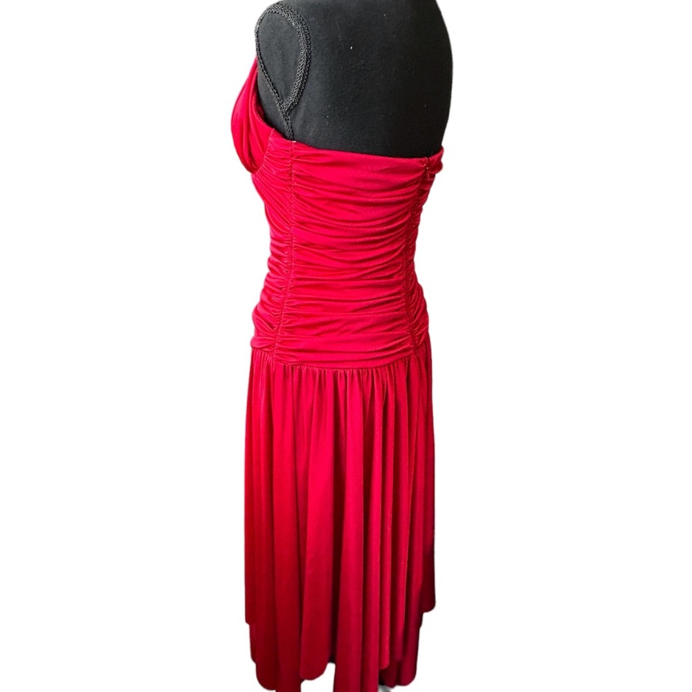Betsy & Adam Red Halter Dress Size 6 Old Hollywood Marilyn Monroe Evening Gown - Picture 9 of 11